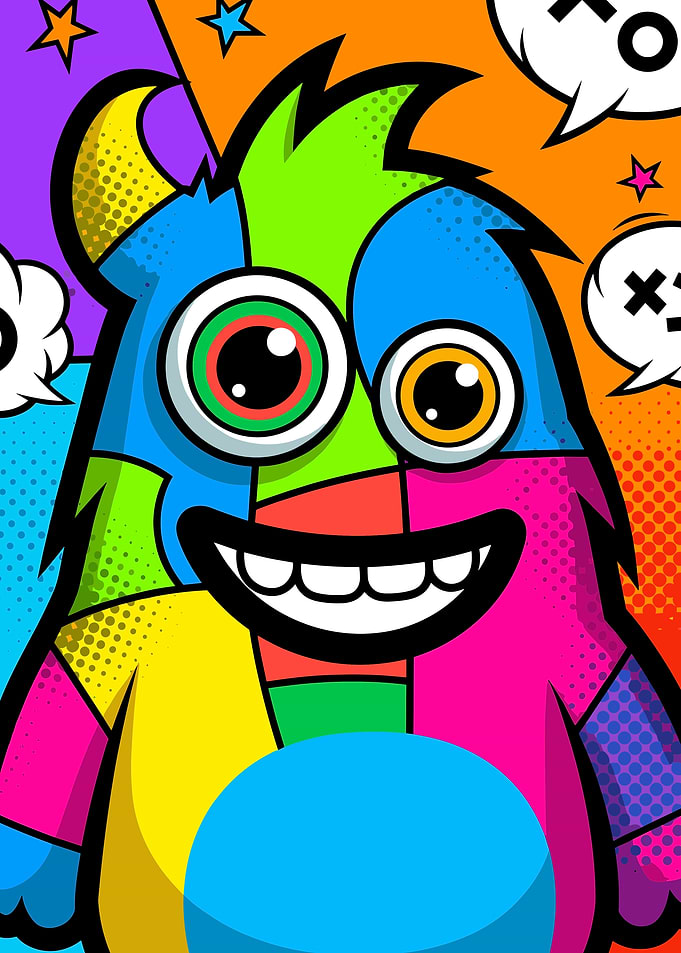Colorful Pop Art Monster Illustration
