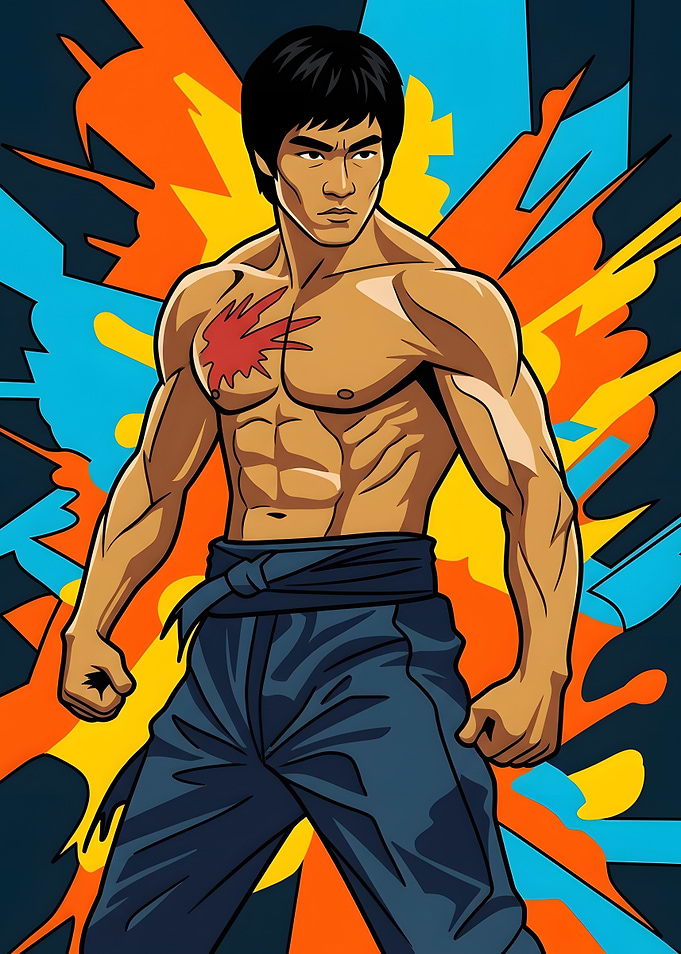 Bruce Lee Comic Style Illustration