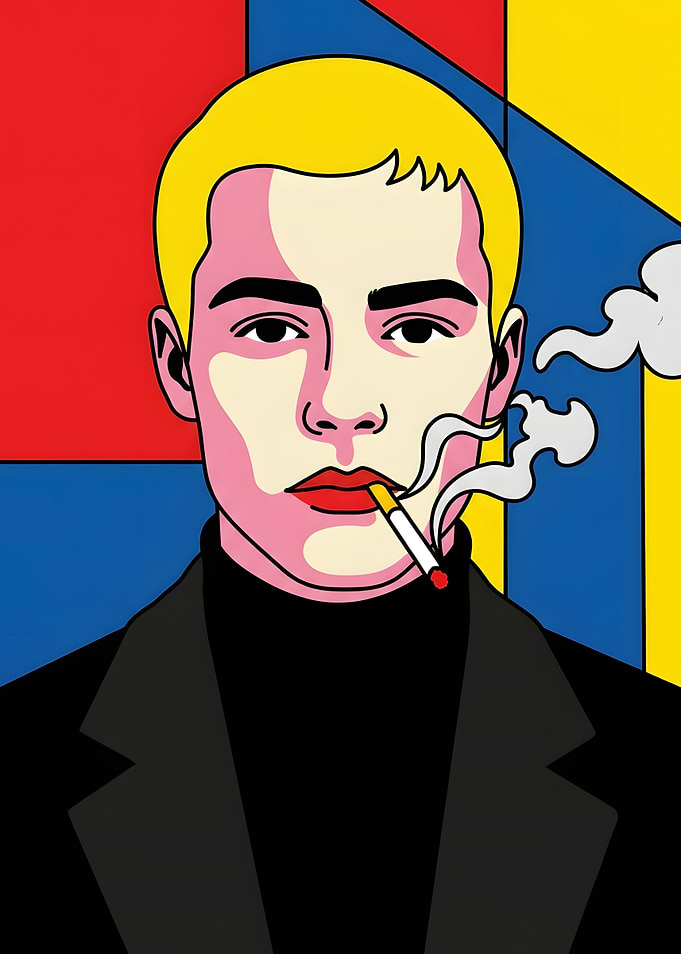 Pop Art Portrait of Smoking Man