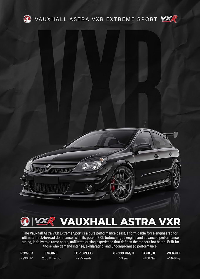 black Vauxhall Astra VXR Extreme Sport Poster