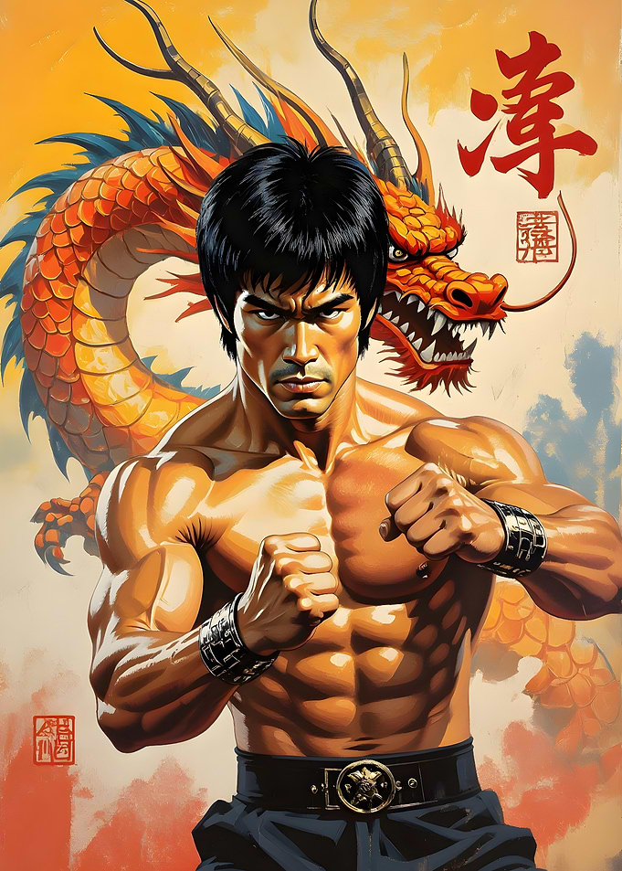 Bruce Lee Dragon Martial Arts Poster
