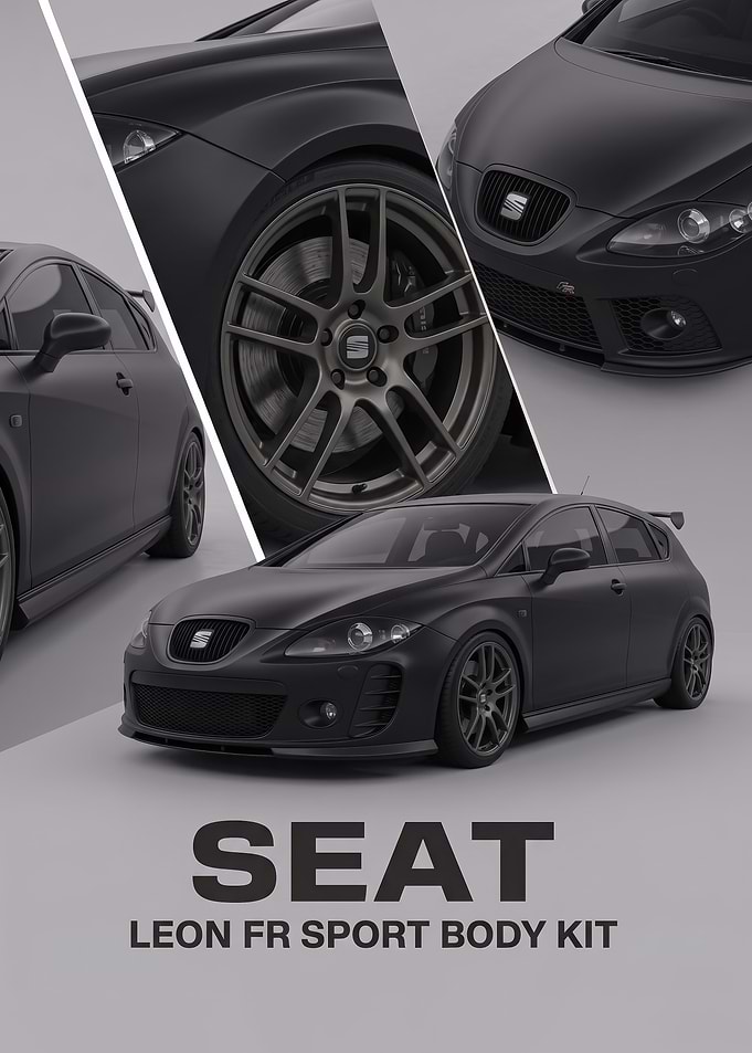 blak sleek SEAT Leon FR Sport car poster
