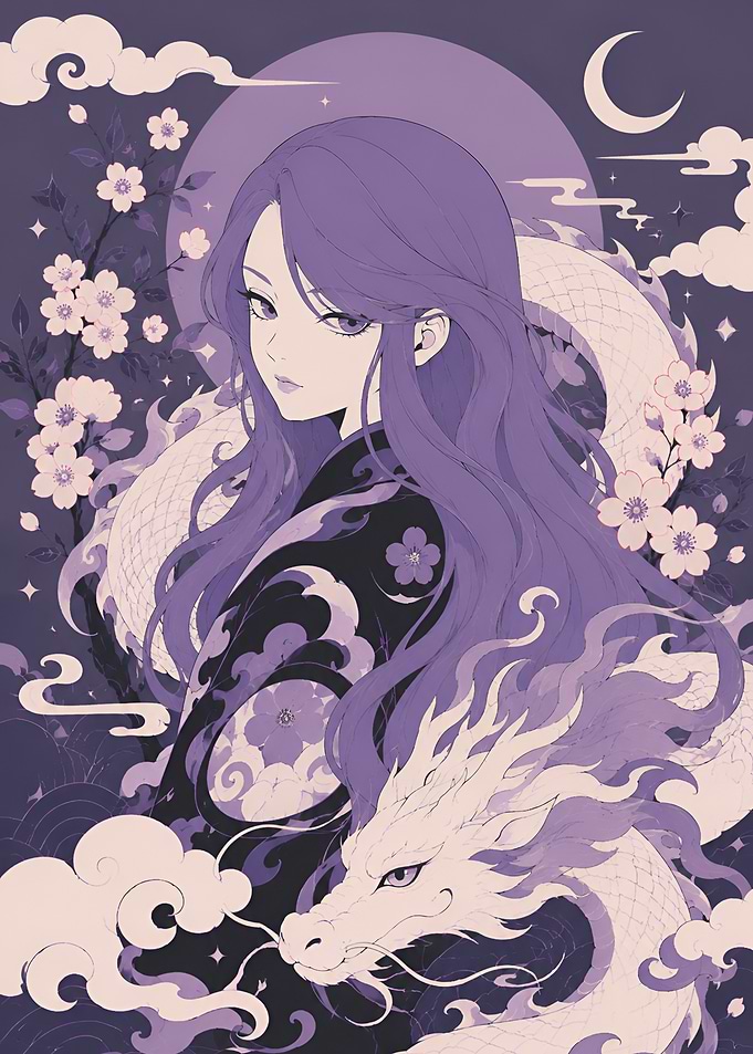 Anime Girl with Celestial Dragon