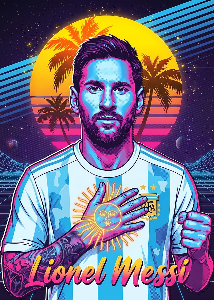 Lionel Messi Synthwave Style Portrait