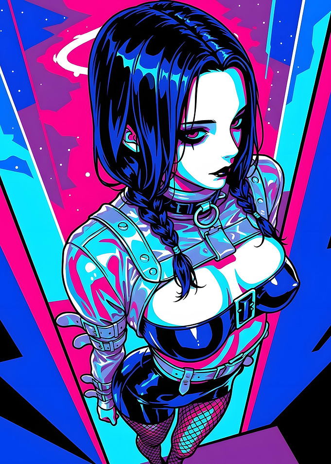 Cyberpunk Anime Girl in Straps