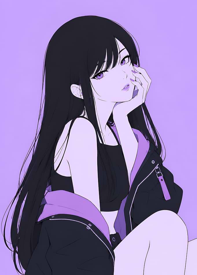 Anime Girl with Long Black Hair