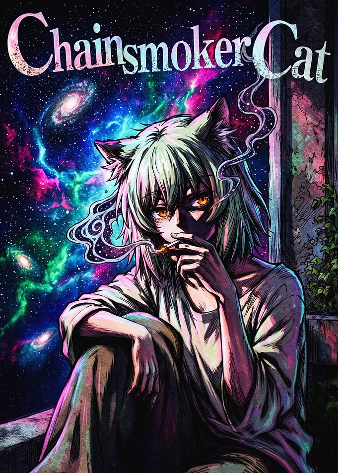 Chainsmoker Cat Anime Art