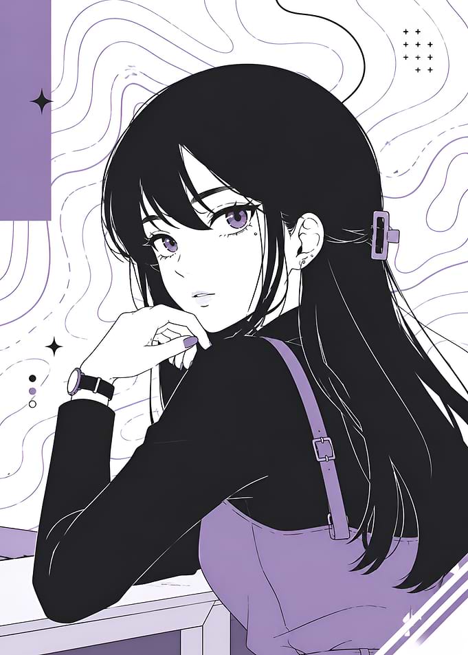 Anime Girl with Purple Accents