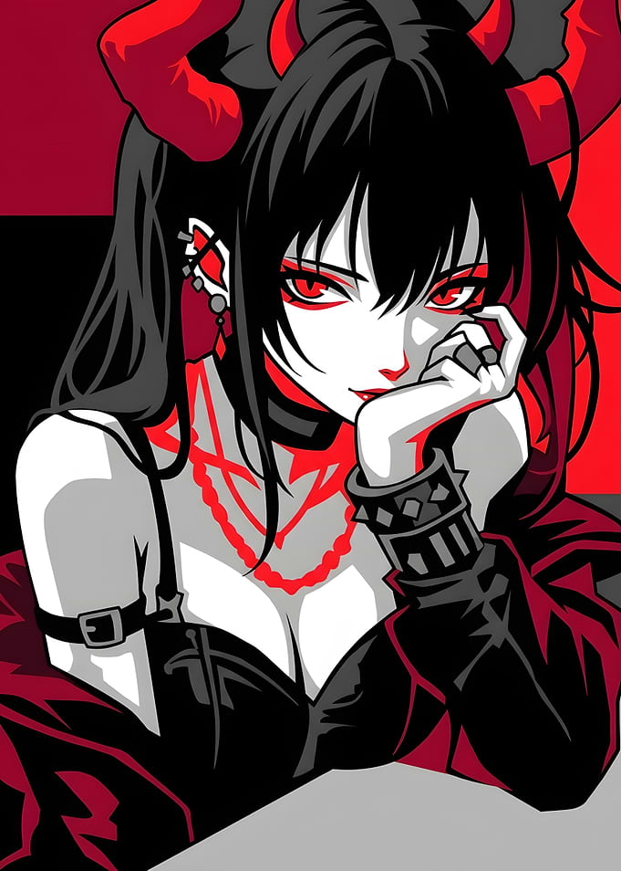 Anime Demon Girl Red and Black