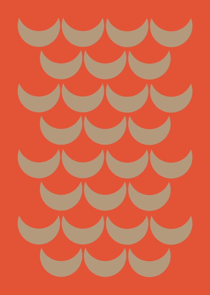 Mid Century Modern Terracotta Crescent Pattern Retro Abstract Art