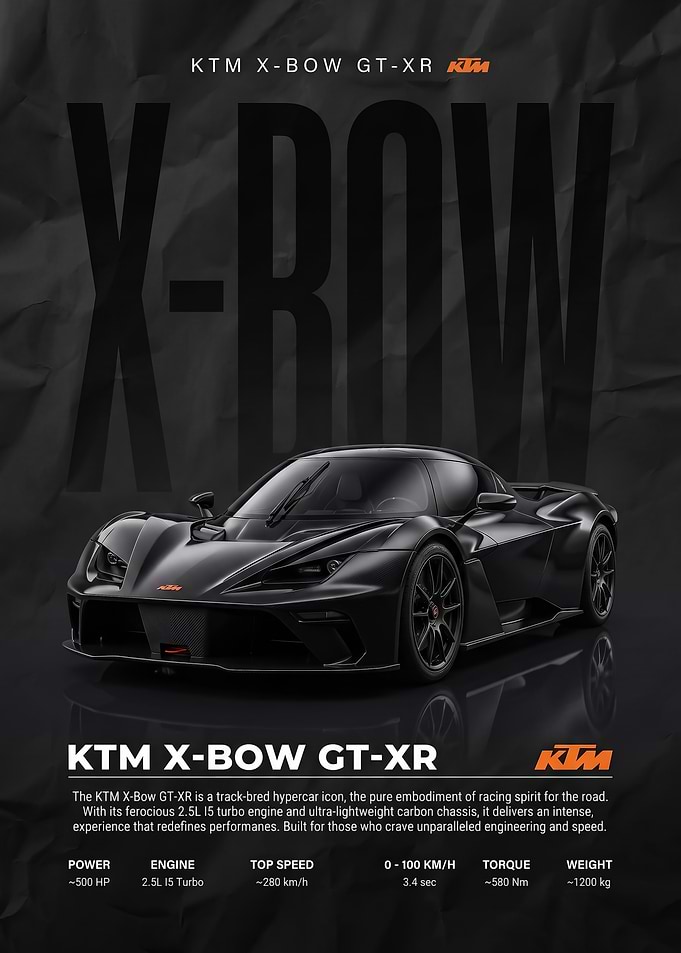 black KTM X-BOW GT-XR Hypercar Poster