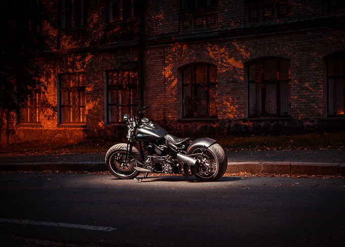 Custom Motorcycle at Night