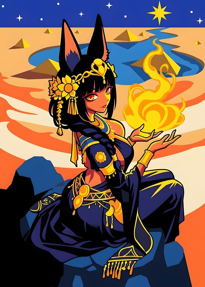 Egyptian Goddess Anime Character Illustration