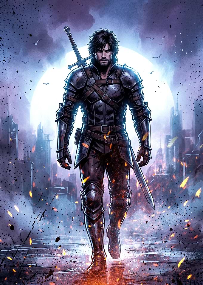 Warrior Knight in Ruined City