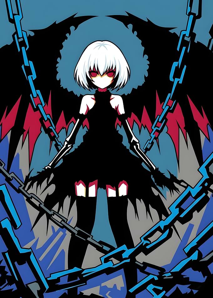 Anime Girl with Chains and Wings