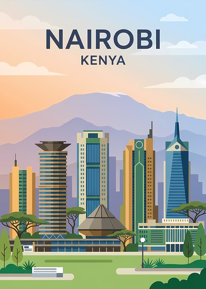 Nairobi Kenya Skyline Travel Poster