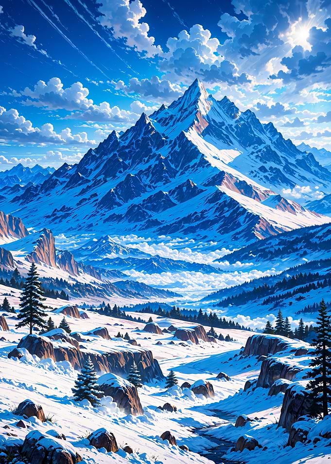 Winter Snowy Mountain Nature Landscape