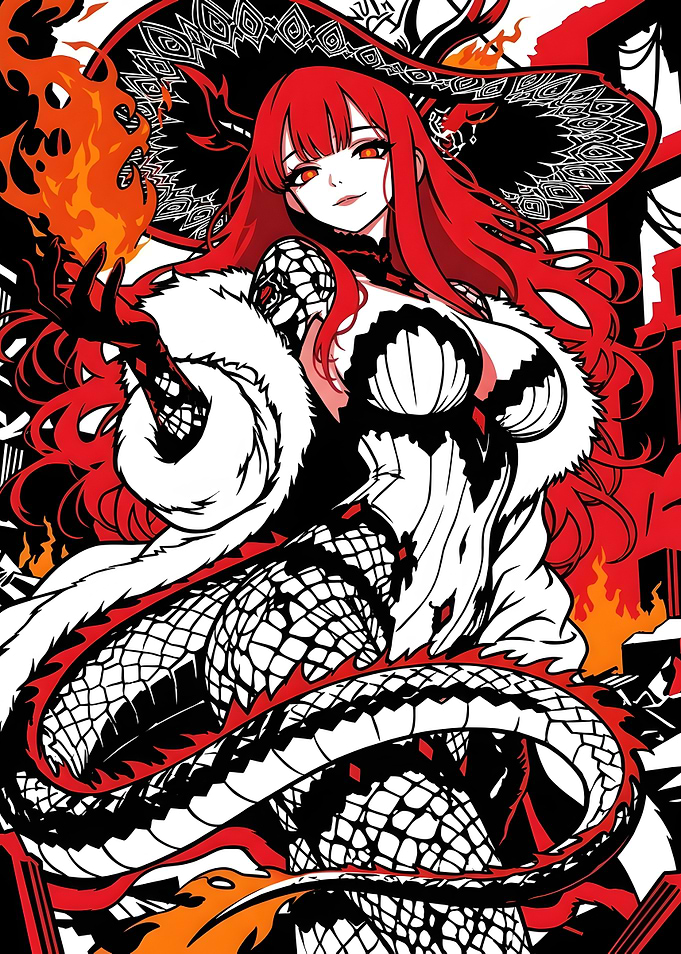Red-Haired Sorceress with Dragon Tail