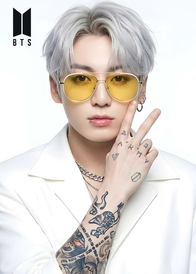 Jungkook BTS Portrait with Tattoos