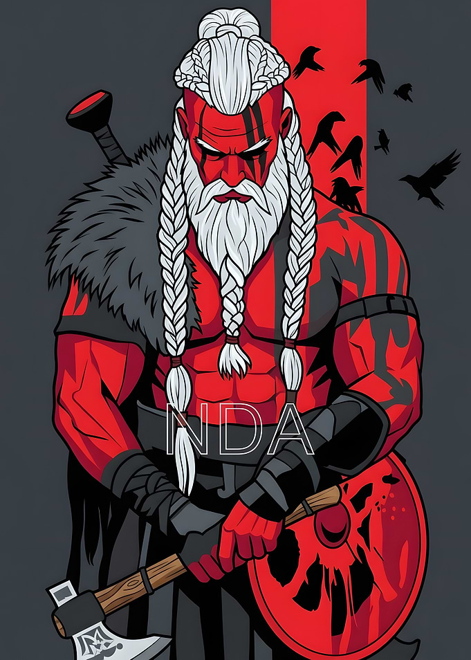 Red Viking Warrior with Axe
