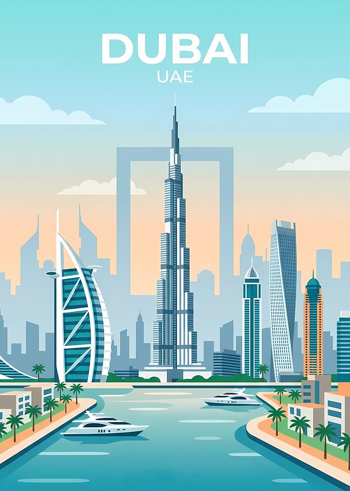 Dubai Skyline Travel Poster