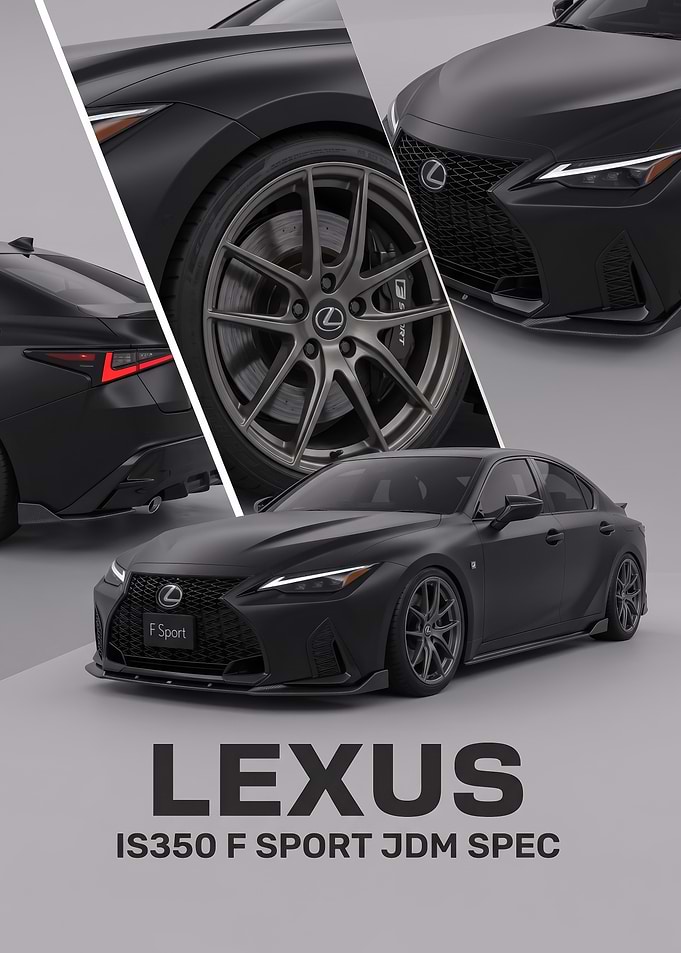 black Lexus IS350 F Sport JDM sleek car poster