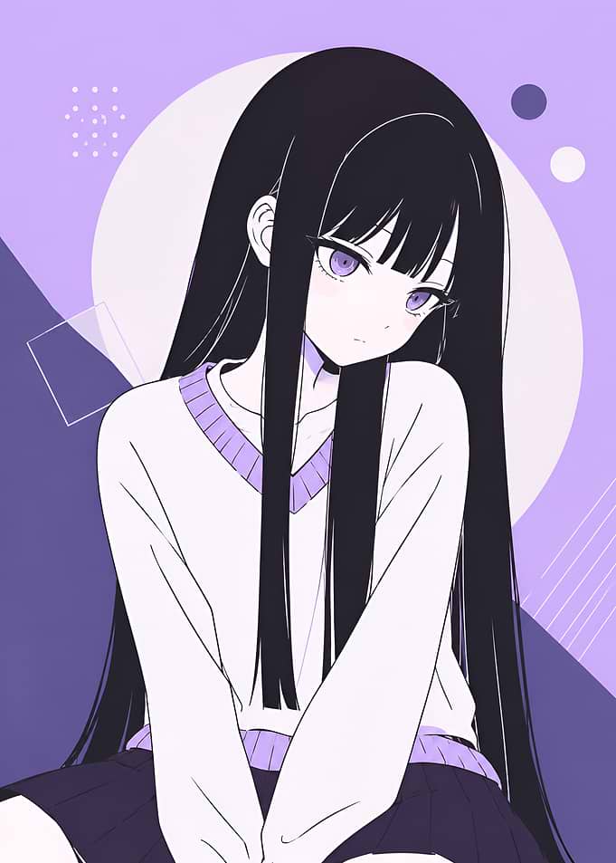 Anime Girl with Long Black Hair