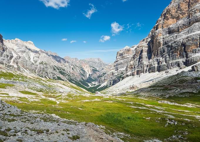 Majestic Dolomite Mountain Valley Landscape - Passo Falzarego