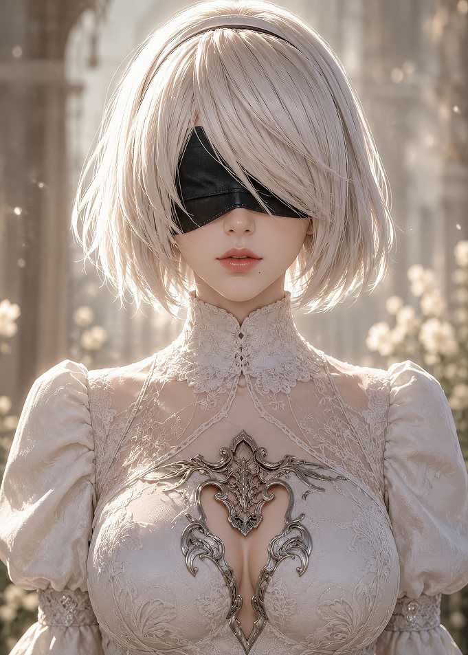 2B in White Dress