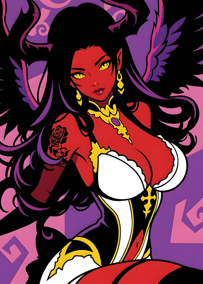 Red Demon Succubus Anime Illustration
