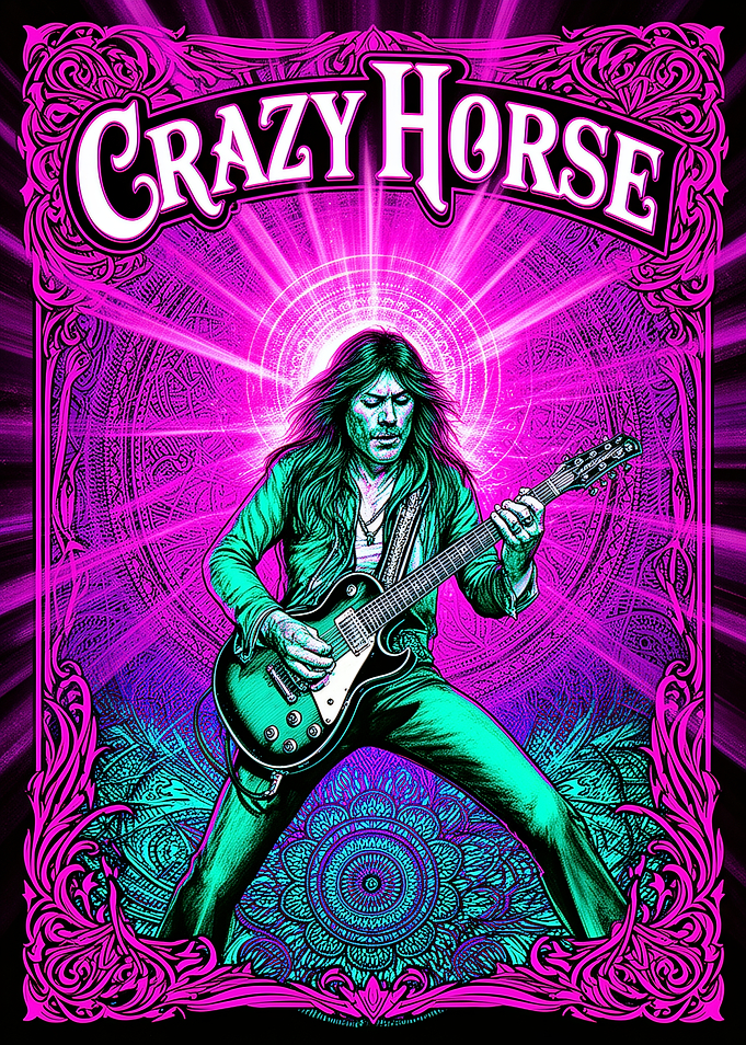 Crazy Horse Guitarist Psychedelic Poster