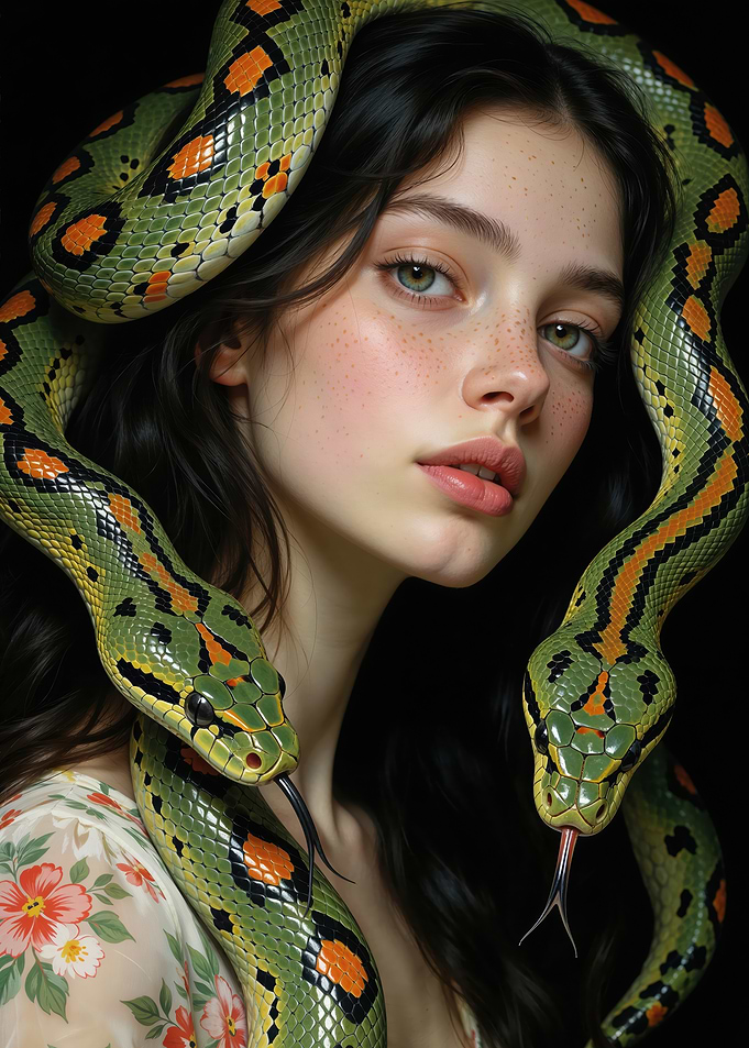 Portrait of a Woman with Snakes