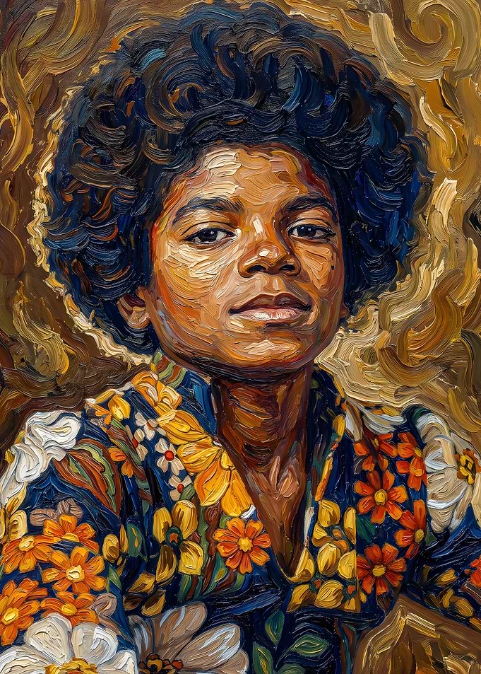 Oil Painting Portrait of Young Michael Jackson