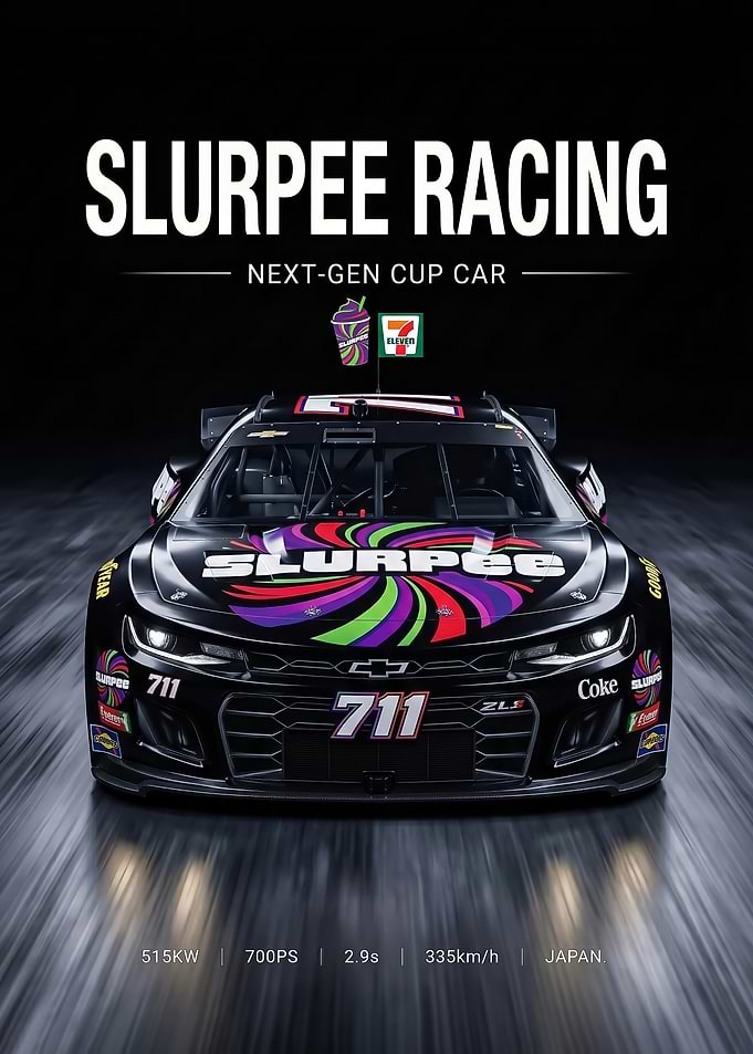 sleek Camaro ZL1 Slurpee Racing Next-Gen Cup Car poster