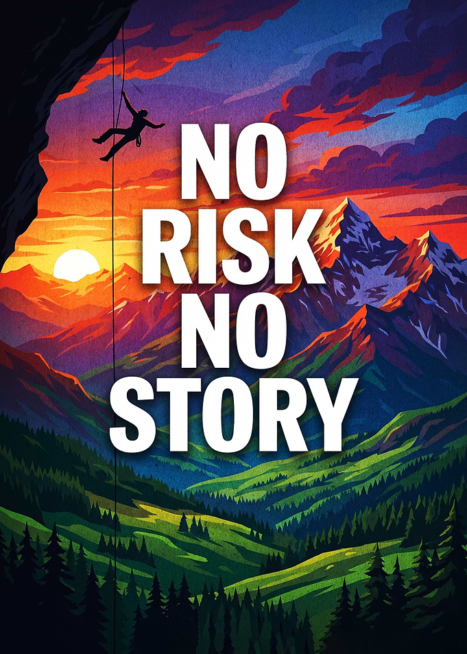 No Risk No Story Mountain Poster