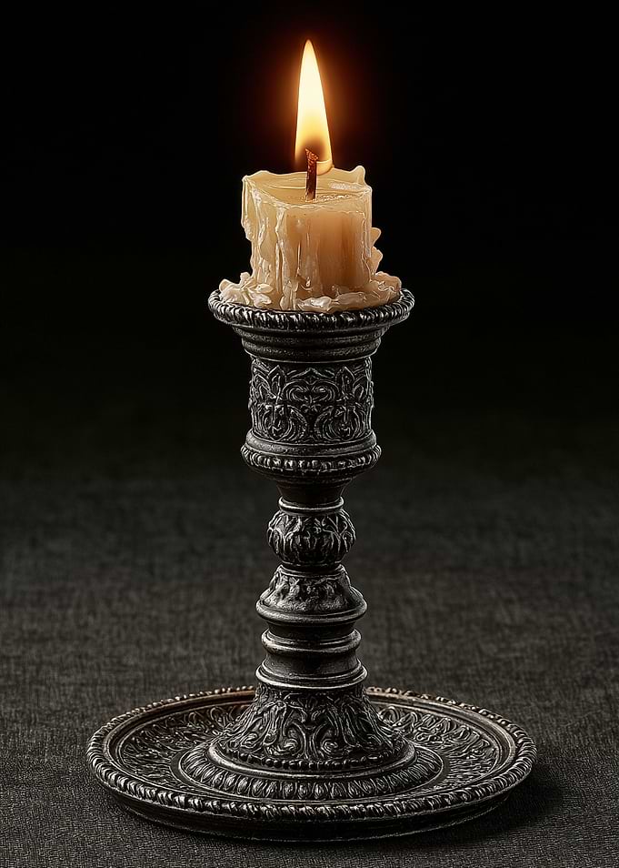 Antique Style Ornate Metal Candle Holder