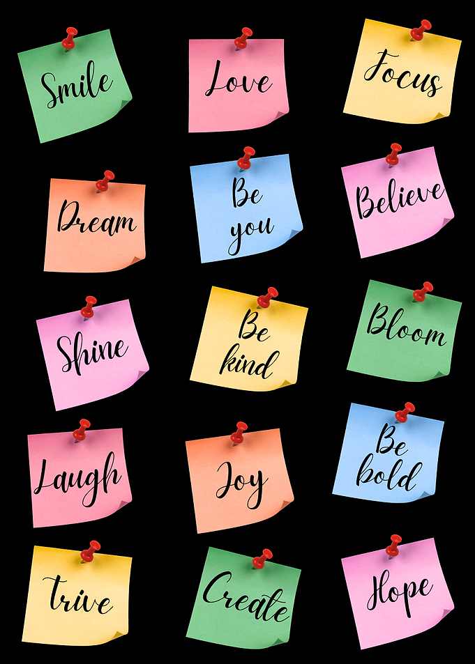 Colourful Motivational Sticky Notes With Positive Words