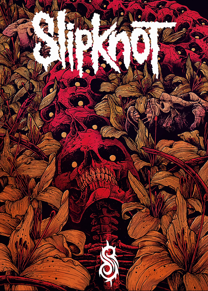 Slipknot Skull and Lily Floral Poster