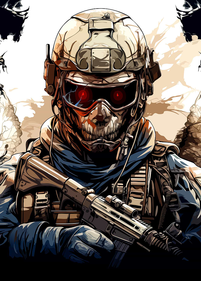 Tactical Skull Mask Soldier Portrait