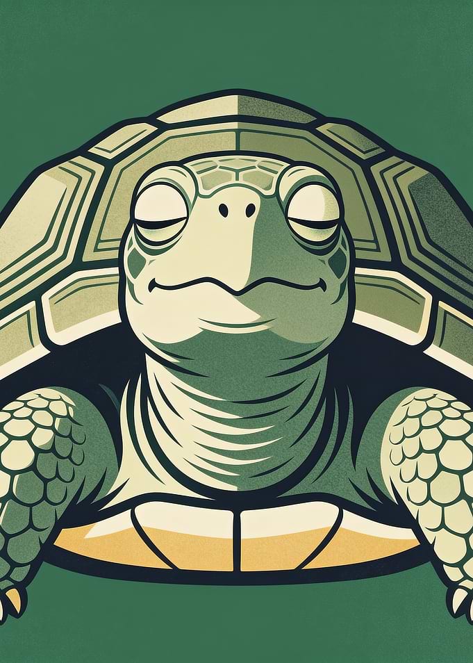 Serene Smiling Turtle Illustration