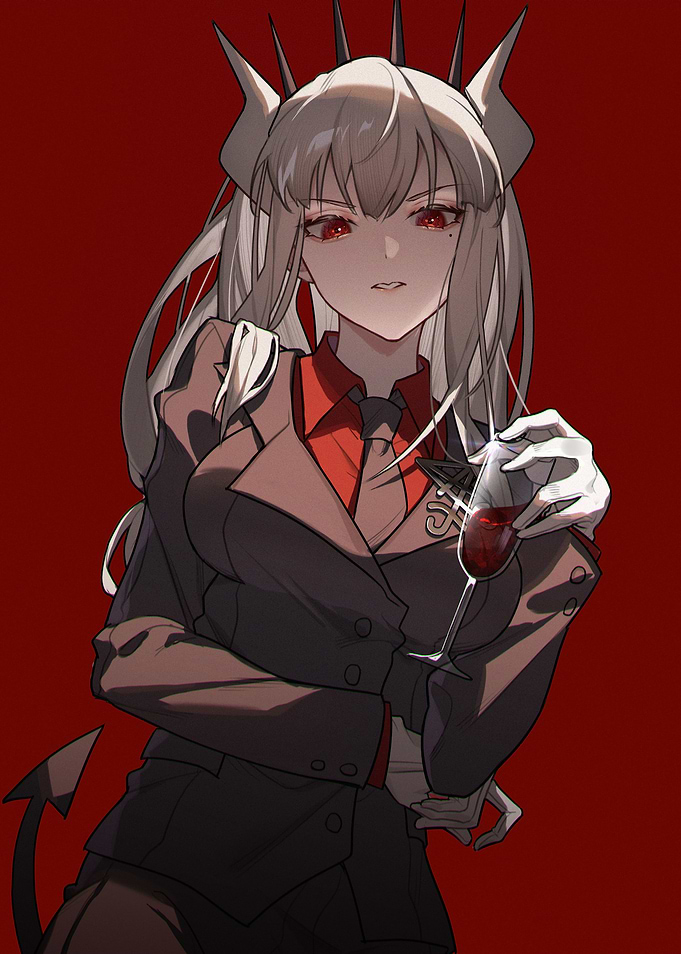 Lucifer from Helltaker with Wine