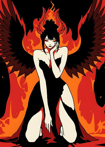Fiery Fallen Angel Anime Illustration