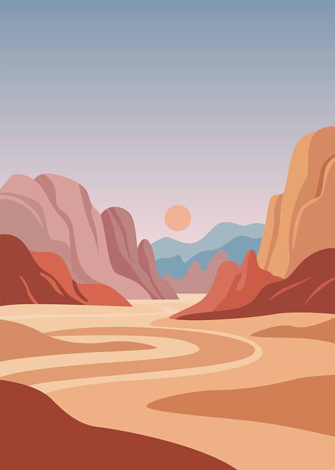 Minimalist Desert Landscape at Sunset