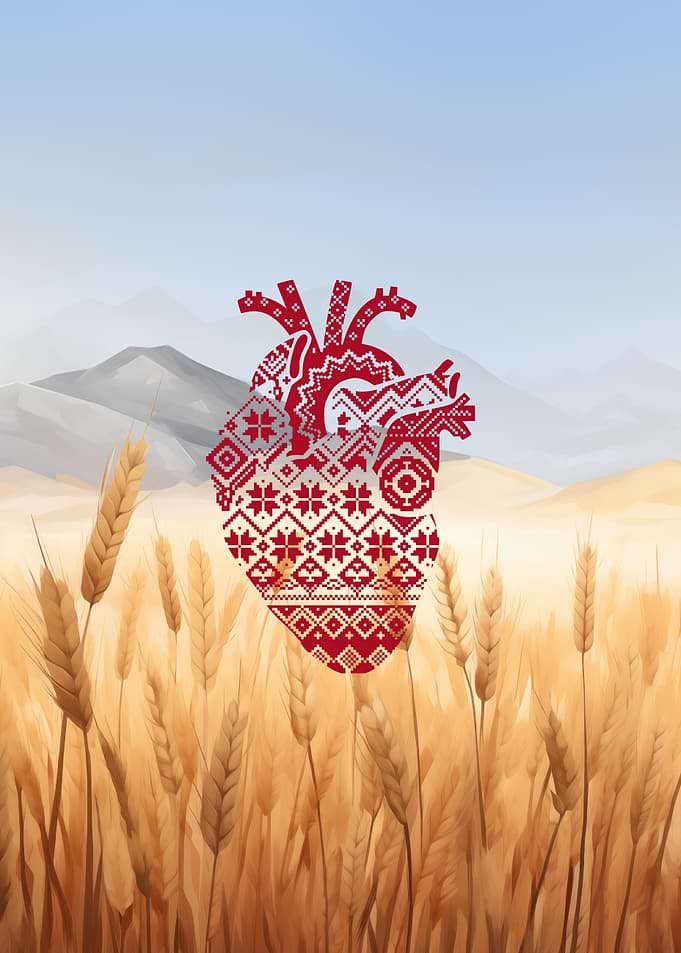 Embroidered Heart in Wheat Field