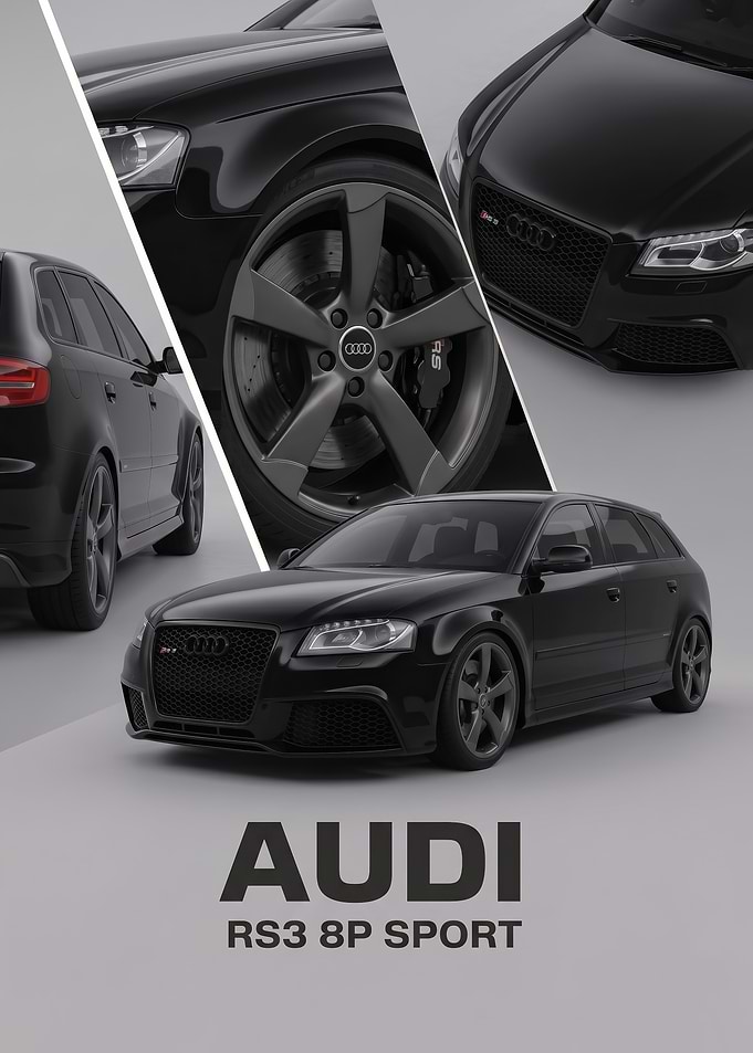 black sleek Audi RS3 8P Sport Poster