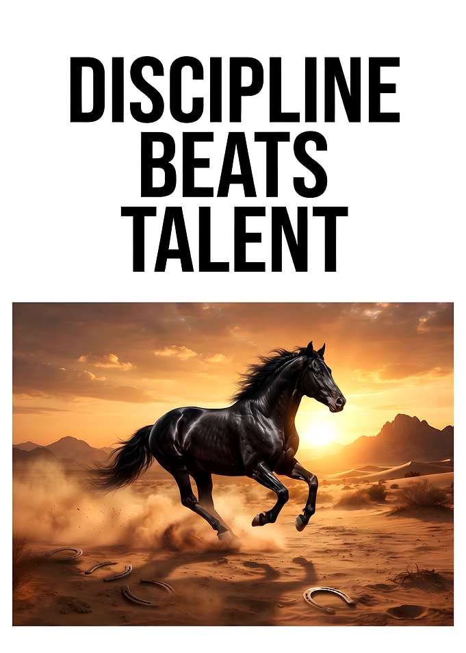 Discipline Beats Talent Horse Poster
