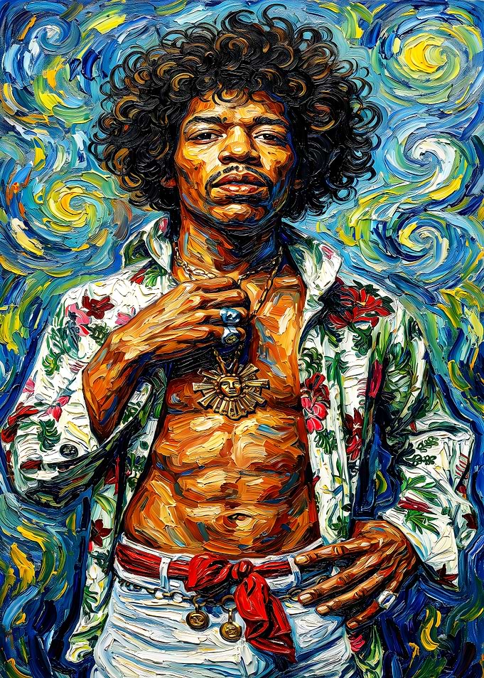 Jimi Hendrix Starry Night Portrait