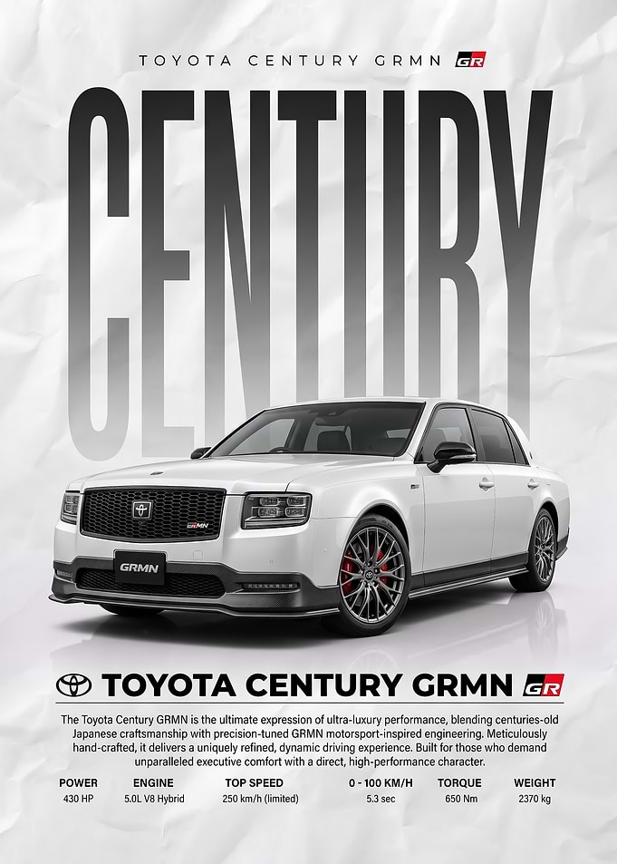 white Luxury Toyota Century GRMN car Sedan Poster