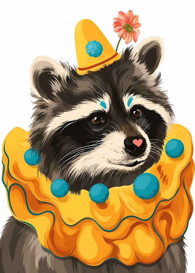 Cute Raccoon Clown Portrait