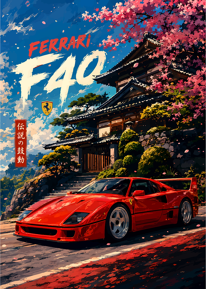 Ferrari F40 Japanese Poster